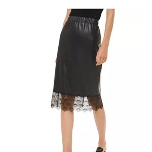 Michael Kors Lace hem faux leather skirt